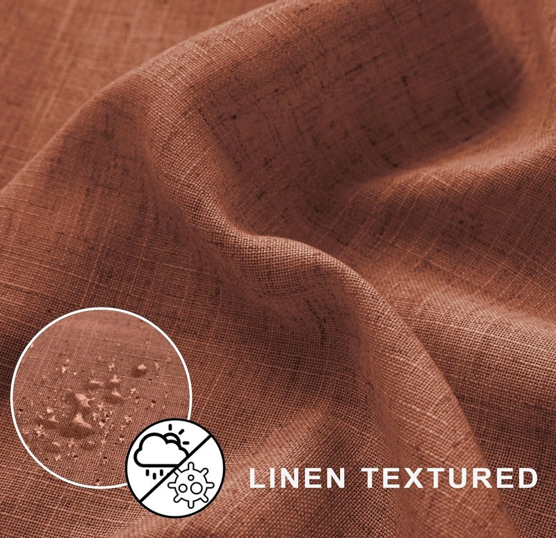 KOUFALL Rust Shower Curtain for Bathroom,Fabric Linen Boho Southwest Aztec Shower Curtain Set with Hooks,Terra Cotta Copper Clay - Image 2